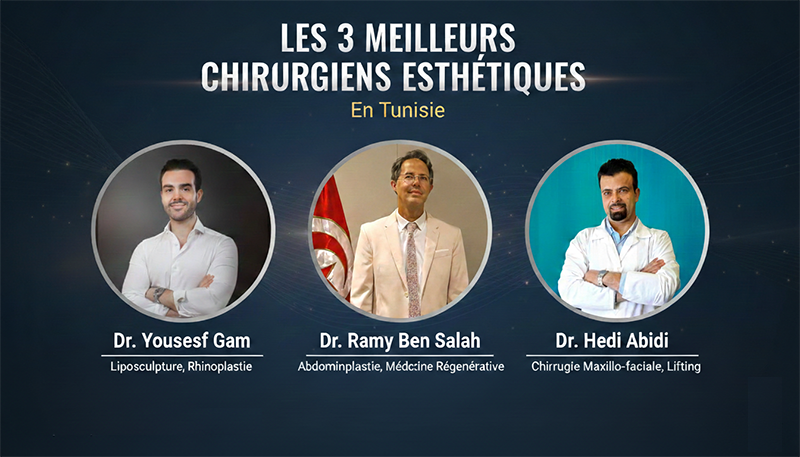 Le trio d'excellence de la chirurgie esthétique en Tunisie : Dr Youssef Gam, Professeur Rami Ben Romdhane et Dr Hédi Abidi
